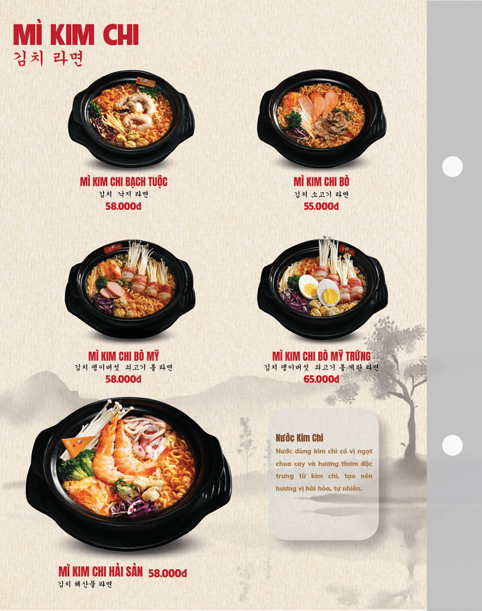 Menu SEOUL Điện Ngọc trang 1