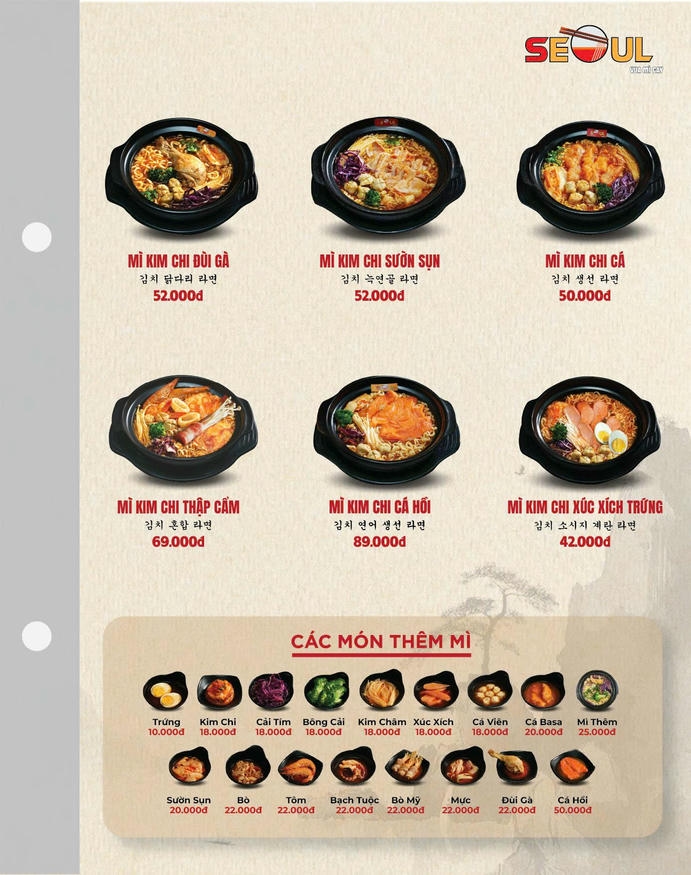 Menu SEOUL Liêu Bình Hương trang 2