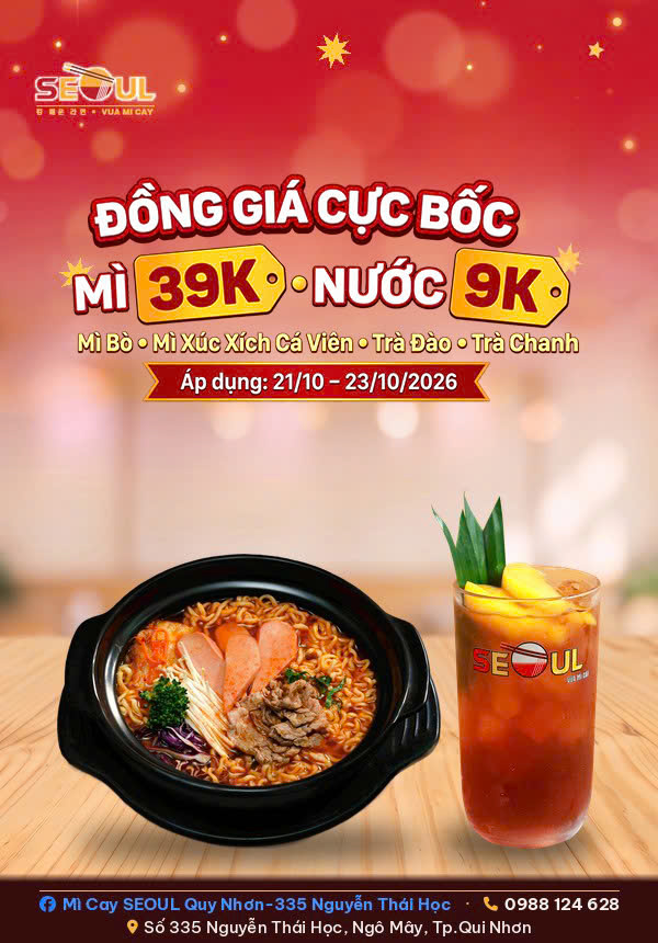 Ưu đãi mê say – đến tận hưởng ngay! – SEOUL QUY NHƠN CN2