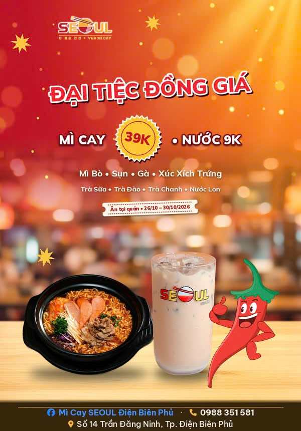 Cuối tháng rộn ràng – deal hời ngập tràn! – SEOUL ĐIỆN BIÊN PHỦ