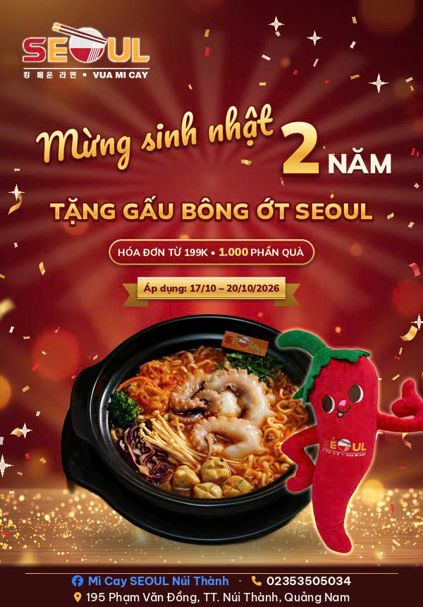 Ưu đãi tưng bừng – mừng sinh nhật 02 tuổi! – SEOUL NÚI THÀNH