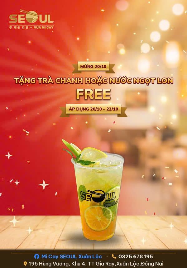 Ưu đãi tưng bừng – mừng lễ 20.10! – SEOUL XUÂN LỘC