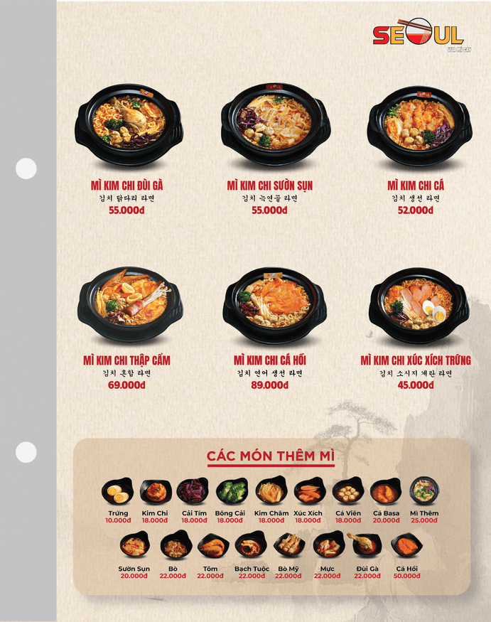 Menu SEOUL Vĩnh Yên trang 2