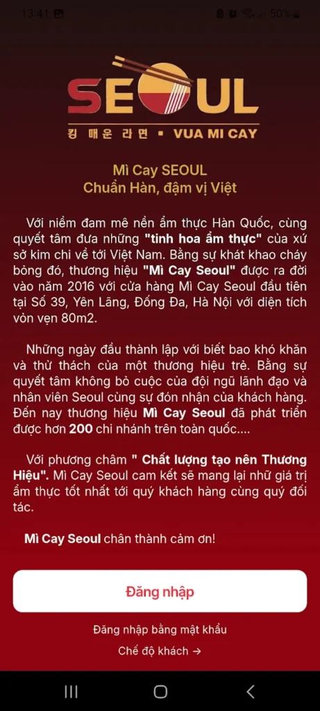 Ảnh màn hình app Mì Cay SEOUL