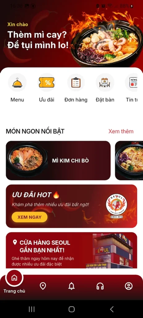 Ảnh màn hình app Mì Cay SEOUL