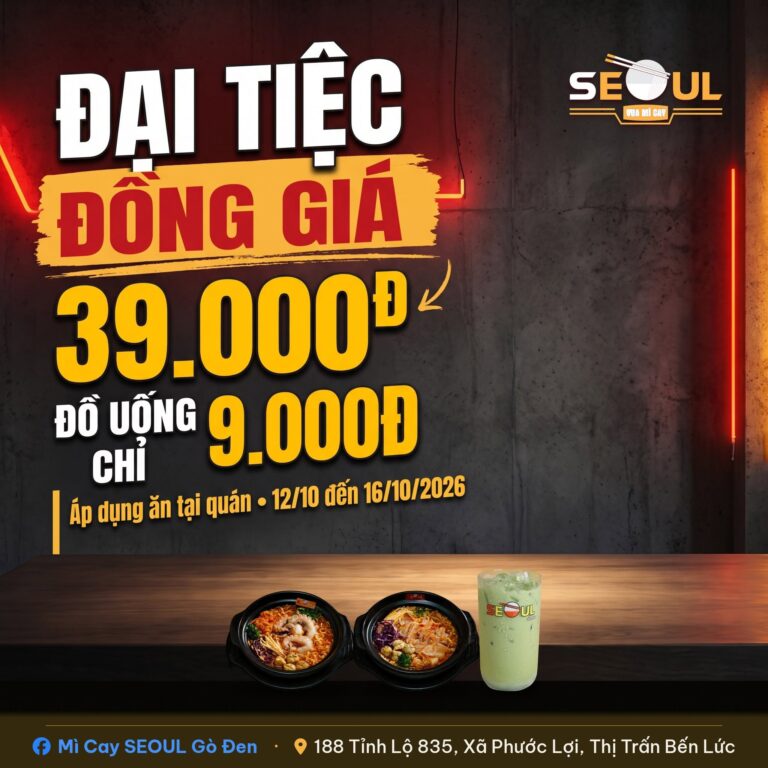 CƠN LỐC ĐỒNG GIÁ ĐỔ BỘ GÒ ĐEN – MÌ CAY 39K & NƯỚC 9K!